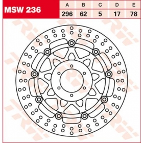 PRIEKINIS STABDŽIŲ DISKAS MSW236 HONDA CBR / GL / VFR / XL 600-1800cc 1997-2014 1VNT