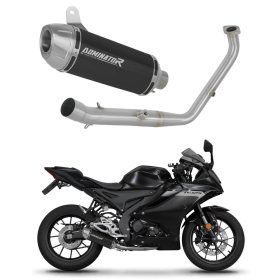 Dominator Full Exhaust System Collector Silencer S3 BLACK + dB killer (Euro 5+) Yamaha YZF R125 24->