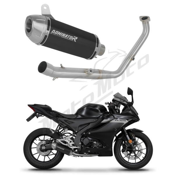 Dominator Full Exhaust System Collector Silencer S3 BLACK + dB killer (Euro 5+) Yamaha YZF R125 24->