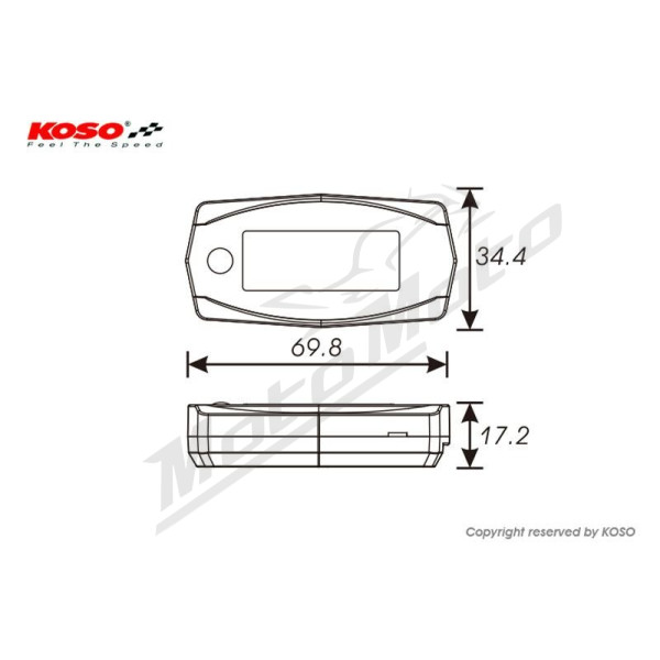 KOSO Mini-4 Dvigubas termometras 69,8 x 34,4 x 17,2 mm