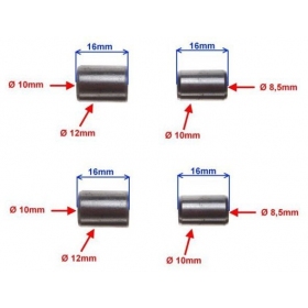 Bushings 12x10x16mm 2pcs / 10x8,5x16mm 2pcs (length 16mm)