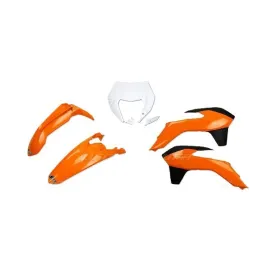 UFO Plastic kit white / orange KTM EXC / EXC-F 14-16