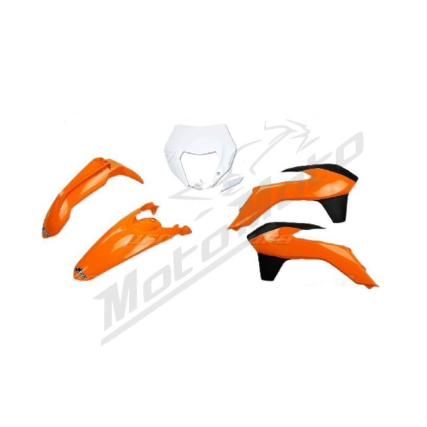 UFO Plastic kit white / orange KTM EXC / EXC-F 14-16