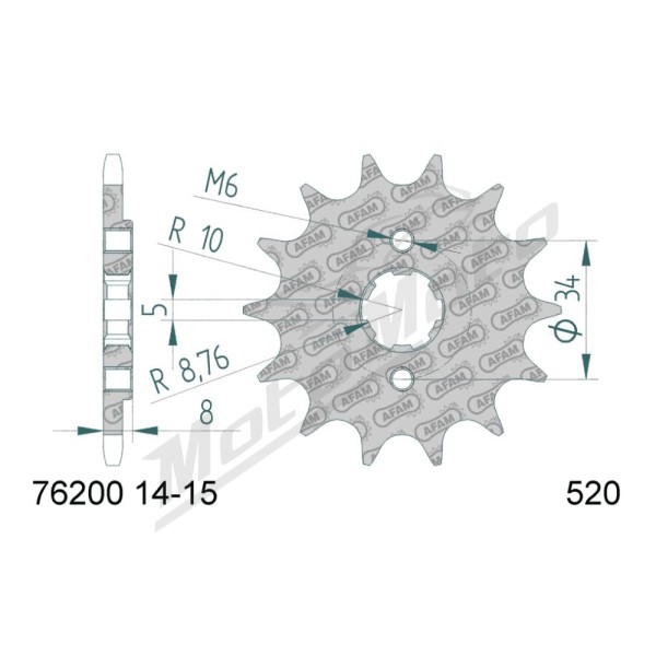 AFAM Steel Standard Front Sprocket 76200 - 520 14-15 teeth KYMCO MXER / MXU 50cc 02-08