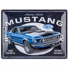 Metalinė lentelė FORD MUSTANG BLUE 1969 MUSCLE 30x40