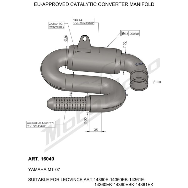 LEOVINCE Catalytic Converter YAMAHA YZF-R7/MT-07 21-25