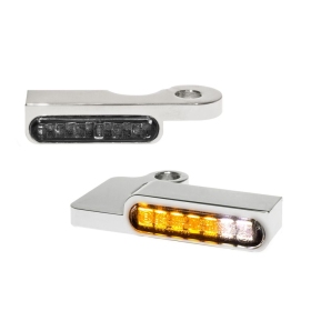 HEINZ BIKES LED Handlebar Turn Signals/ Position Lights Chrome Harley Davidson FXDB / XL / XR 883/1200 96-15 