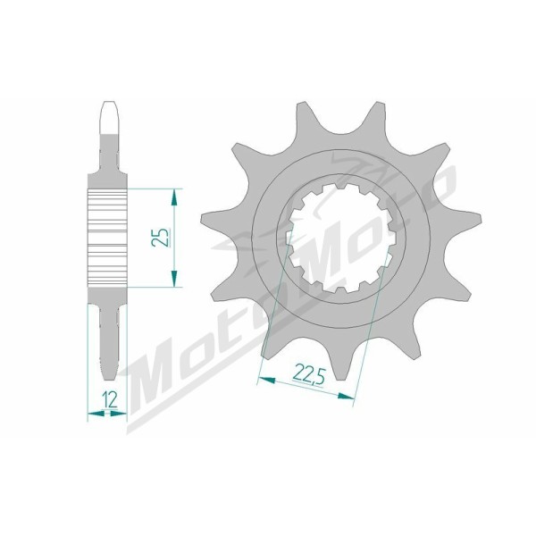 AFAM Steel Standard Front Sprocket 97200 - 520 9-11 teeth GAS GAS TXT 125-300cc 02-22