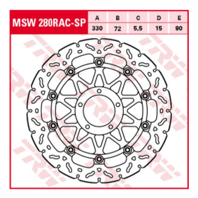 TRW Wave Front Brake Disc Ducati Evo Corse / Desmosedici / V4 Panigale / Streetfighter S / Monster / Multistrada 848-1200cc 07->