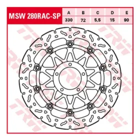 TRW Wave Front Brake Disc Ducati Evo Corse / Desmosedici / V4 Panigale / Streetfighter S / Monster / Multistrada 848-1200cc 07->