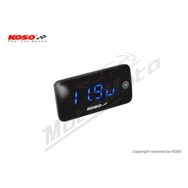 KOSO Slim Line Voltmeter/Thermometer New Generation Blue 57mm