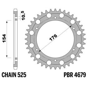 PBR Standard C45 Steel Rear Sprocket 4679 - 525 HONDA CB / CRF / VFR 450-1000cc 2006-2024