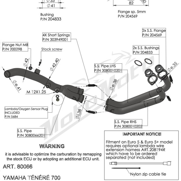 LEOVINCE 4-STROKE HEADER PIPES YAMAHA XTZ 690-700 19-24