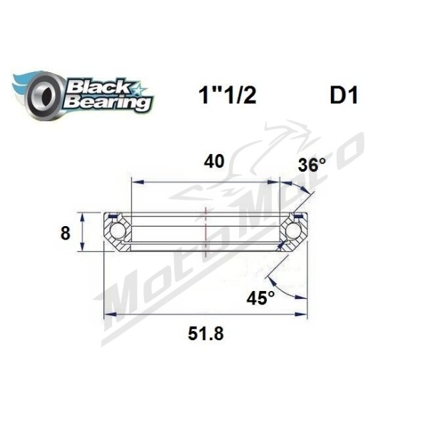 BLACK BEARING 36°/45° Headset Bearing 40x51.8x8 mm HB-D1