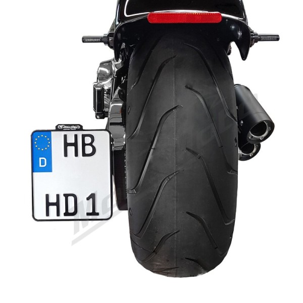HEINZ BIKES Slip-In License Plate Mount 200x220mm Harley Davidson FLS / FLSTFB / FXSTC / FXST 1584/1800 08-17 