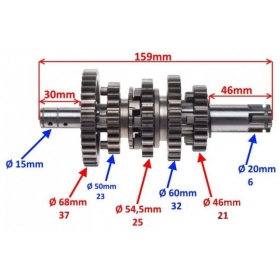 Transmisijos / pavarų dėžės dantratis DERBI SENDA / YAMAHA TT-R / XT / YBR / YFA / YFM 125cc 00-16