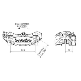 BREMBO M4 Front Left Brake Caliper Black Ø32mm
