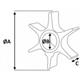 Water pump propeller 369-65021-1 TOHATSU / NISSAN  / MERCURY MARINE / MARINER 2-6 HP 1987->