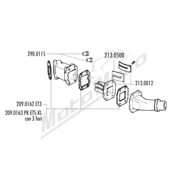 Manifold Kit POLINI Single Membrane Ø19 Vespa PK 50-125cc 1982-1993