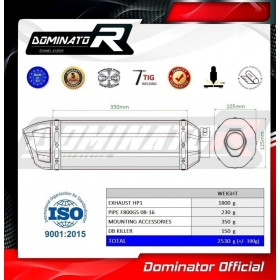 Duslintuvo bakelis Dominator HP1 + dB killer medium BMW F800GS 2008 - 2017