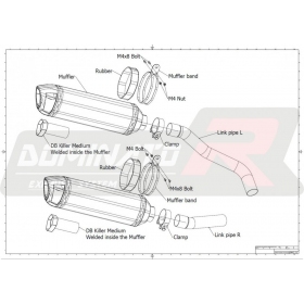 Exhausts kit Dominator Dominator HP1 KAWASAKI Z1000 2007-2009