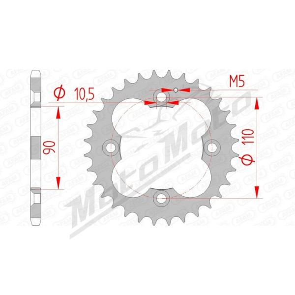 AFAM Steel Standard Rear Sprocket 520 32 teeth Adly Thunderbike 300 2004-2005