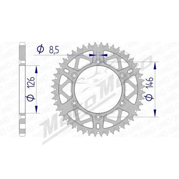 AFAM aliuminio itin lengva savaime išsivalanti galinė žvaigždė 15203 - 520 48-52 dantukų SUZUKI RMX / DR / DR-Z / RM-Z 250-450cc 89-25