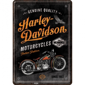 Metal tin board  / postcard  HARLEY-DAVIDSON MOTORCYCLE 14x10 