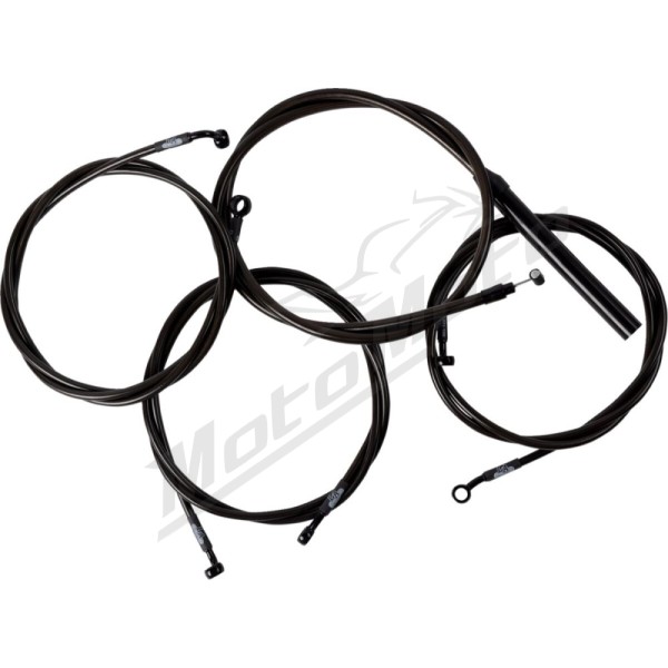 LA CHOPPERS Complete Midnight Braided Handlebar Cable/Brake Line Kit Harley Davidson 1868-1977 23-26