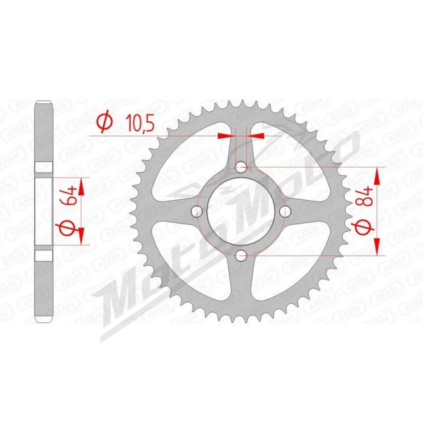 AFAM plieninė standartinė galinė žvaigždė 428 49-51 dantukų SUZUKI RV 125 VANVAN 03-16
