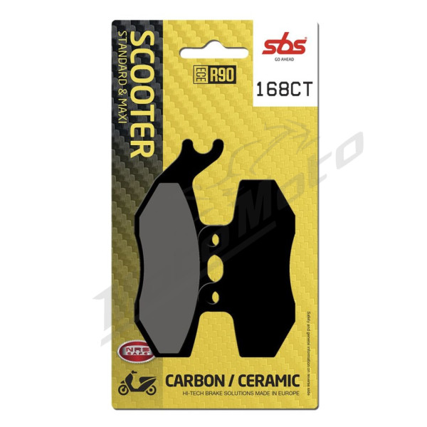 SBS 168CT Scooter Carbon Tech Organic Brake Pads Aprilia / Beta / Derbi / Generic / Peugeot / Yamaha 50-400cc 00-18