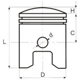 Piston (Height 37mm) PIN Ø14 Ø57,30 172FMM-2 / BRIXTON BX 125cc 16-19