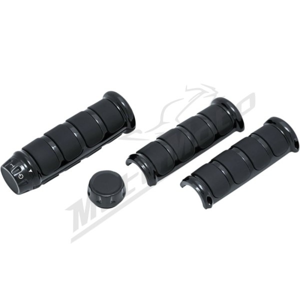 KURYAKYN Three-Piece ISO Heated Black Grips Harley Davidson FLDE / FLFB / FLS / FXST / FXBB 1584/1923 10-25