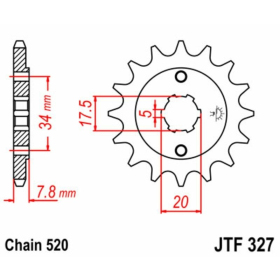 JT Grandinės komplektas 520X1R3 13/48 Honda XR 250R 88-89