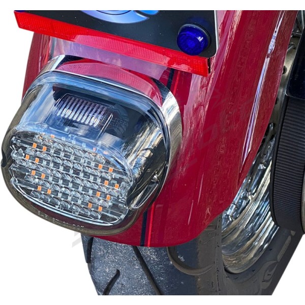 CUSTOM DYNAMICS Low Profile LED Taillight with Integrated Auxiliary Turn Signals Harley Davidson FLD / FLH 1450-1977cc 99-24