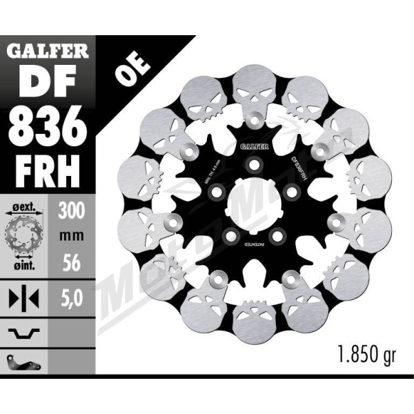GALFER BRAKE ROTOR FLOATING SKULL Harley Davidson FLHR / FLHRC / FLHRSE 1584-1800cc 08-19
