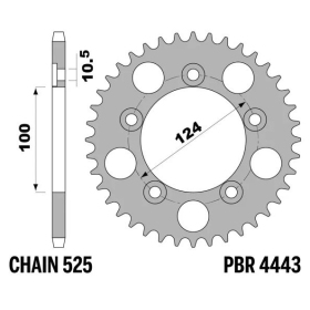 PBR Standard C45 Steel Rear Sprocket 4443 - 525 DUCATI 749 2002-2007