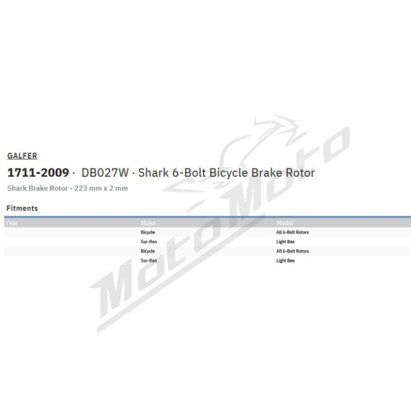 GALFER Shark 6-Bolt Bicycle Brake Rotor 223mm
