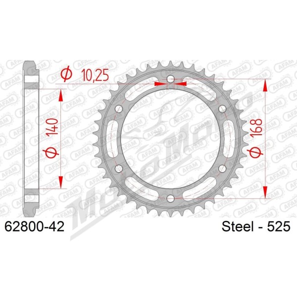 AFAM Steel Standard Rear Sprocket 525 42 teeth ​​​​​​​HUSQVARNA NUDA 900 12-14