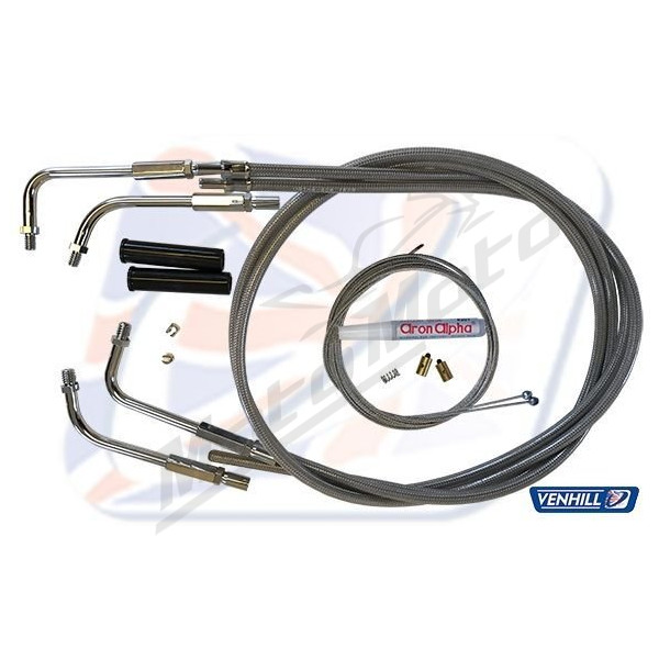 VENHILL HD Throttle Cable Kit, Braided. Threaded Harley Davidson