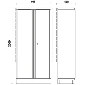 BETA C45PRO 2.0 Sheet Metal Two-Door Tool Cabinet with Bracket 200x91.5x45.8mm