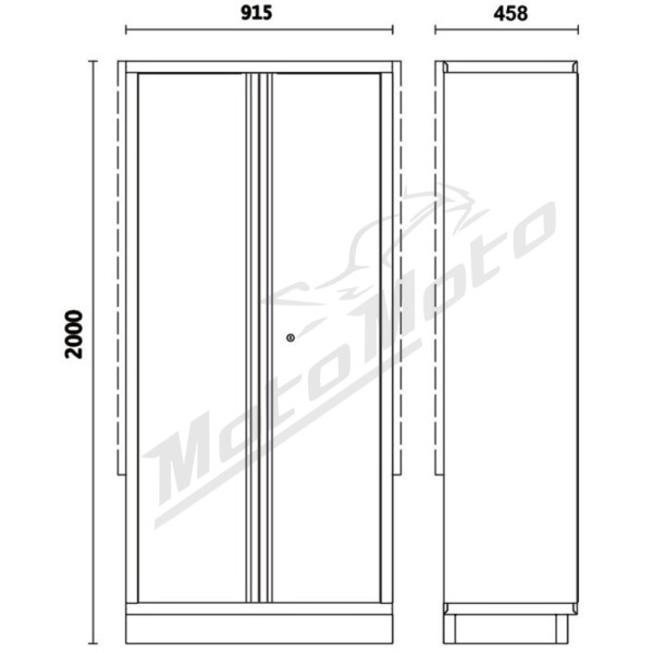 BETA C45PRO 2.0 Sheet Metal Two-Door Tool Cabinet with Bracket 200x91.5x45.8mm