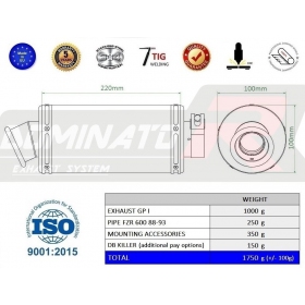 Exhaust silencer DOMINATOR GP1 YAMAHA FZR 600 1988-1993