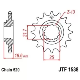 JT SPROCKETS Steel Noise-Free Front Sprocket 1538 - 520 JTF1538 RB