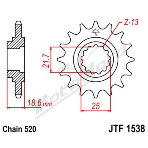 JT SPROCKETS Priekinė žvaigždutė 1538 - 520 JTF1538 RB