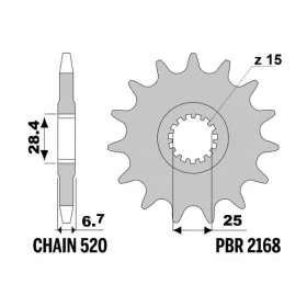 PBR plieninė standartinė priekinė žvaigždutė 2168 - 520 ​​​​​​​YAMAHA YFZ / YFM 450-700cc 2006-2024