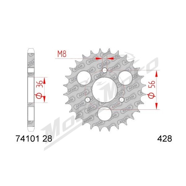 AFAM Steel Standard Rear Sprocket 428 28 teeth