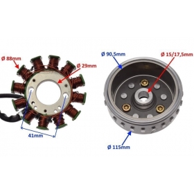 Stator ignition + flywheel JUNAK 904/ BARTON RANGER/ FR 50cc 4T