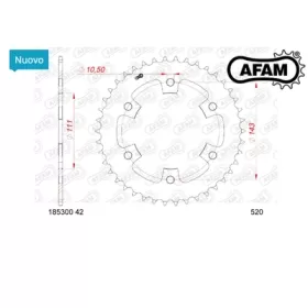 AFAM Standartinė plieninė galinė žvaigždė 185300 - 520 42 dantukų ​​​​​​​ROYAL ENFIELD METEOR / CLASSIC / HNTR / BULLET 350cc 21-24