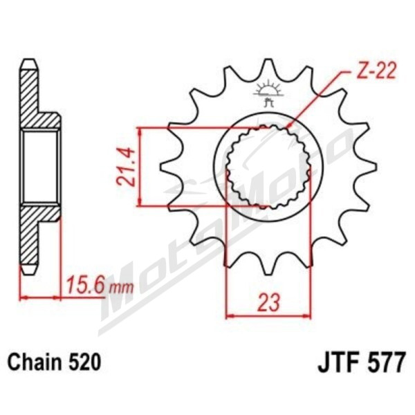 JT Grandinės komplektas sustiprintas 520X1R3 15/45 Yamaha XT 600 Tenere 1990